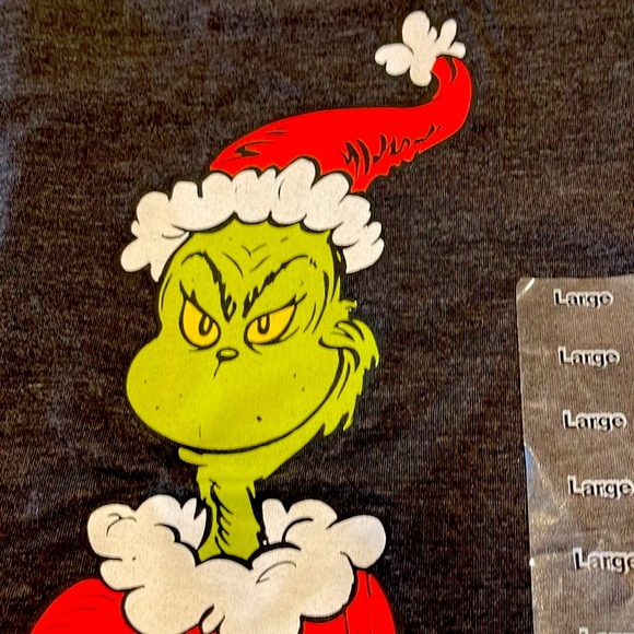 🎄GRINCH🎄LONG SLEEVE DK GRAY TOP W/LEFT SLEEVE, FRONT CHEST & BACK DESIGNS NWT - Picture 11 of 12
